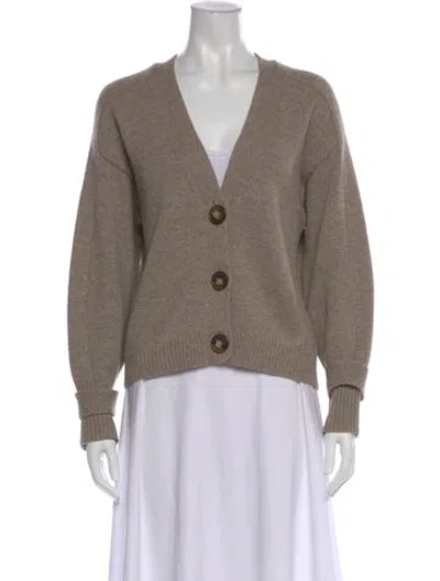 Pre-owned Loulou Studio Wool V-neck Sweater In Neutral