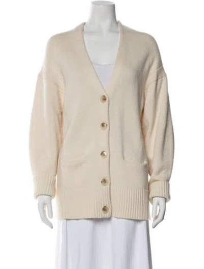 Pre-owned Loulou Studio Wool V-neck Sweater In Neutral