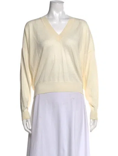 Pre-owned Loulou Studio Wool V-neck Sweater In Neutral