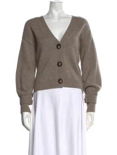 Pre-owned Loulou Studio Wool V-neck Sweater In Neutral