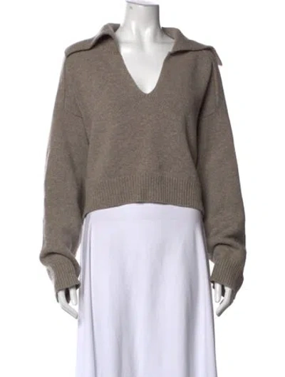 Pre-owned Loulou Studio Wool V-neck Sweater In Neutral