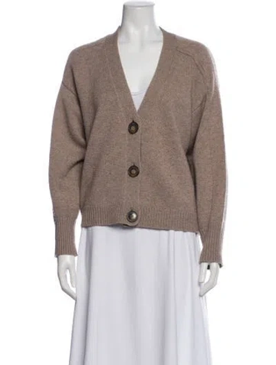 Pre-owned Loulou Studio Wool V-neck Sweater In Neutrals