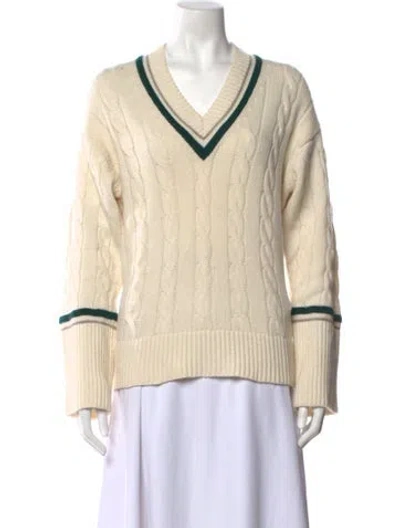 Pre-owned Loulou Studio Wool V-neck Sweater In Neutrals