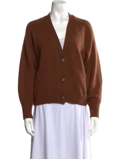 Pre-owned Loulou Studio Wool V-neck Sweater In Neutrals