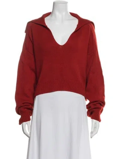 Pre-owned Loulou Studio Wool V-neck Sweater In Orange