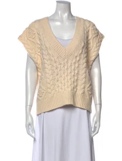Pre-owned Loulou Studio Wool V-neck Sweater In White