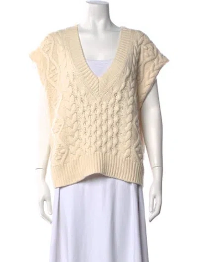 Pre-owned Loulou Studio Wool V-neck Sweater In White