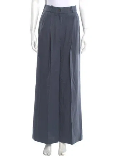 Pre-owned Loulou Studio Wool Wide Leg Pants In Blue