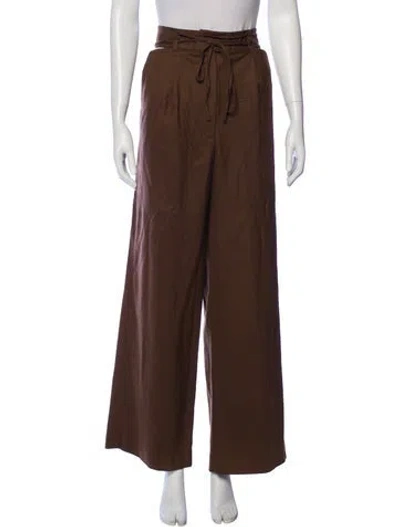 Pre-owned Loulou Studio Wool Wide Leg Pants In Brown