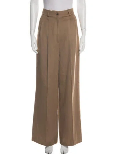 Pre-owned Loulou Studio Wool Wide Leg Pants In Green