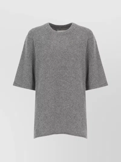 Loulou Studio Wool-blend Short-sleeve Crewneck Sweater In Gray