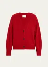 Loulou Studio Zanzibar Cropped Wool-cashmere Cardigan In Burgundy