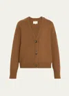 Loulou Studio Zanzibar Cropped Wool-cashmere Cardigan In Brown