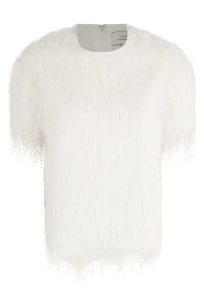 Loulou Studio Zaro Short Sleeve Top In White