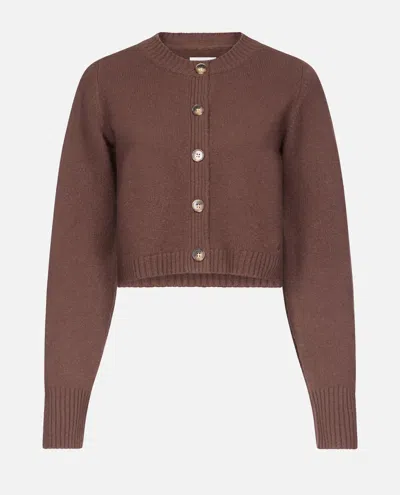 Loulou Studio Zephir Lds Cropped Cardigan In Brown
