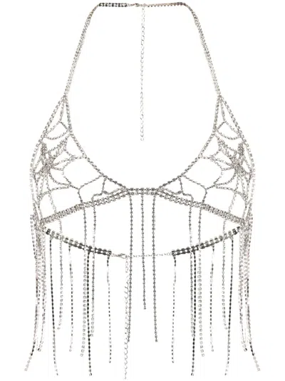 Loulou Studio Crystal-embellished Triangle-cup Top In Silver