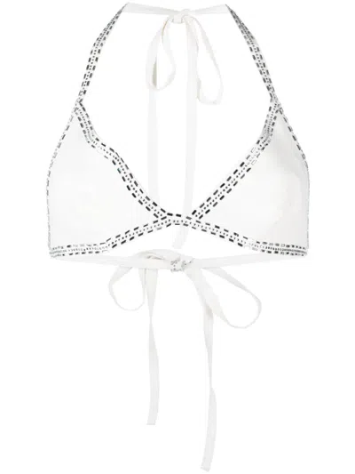 Loulou Bead-embellished Triangle-cup Top In White