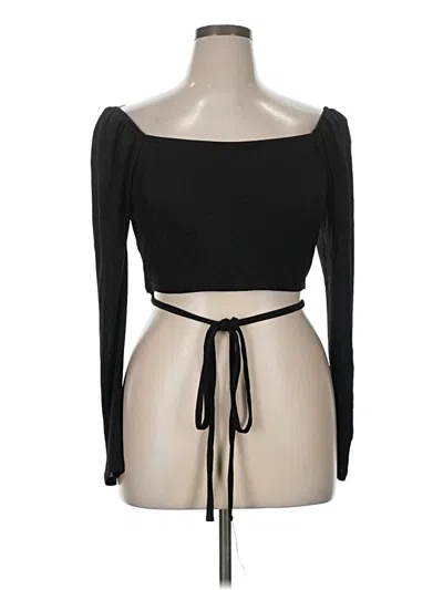 Pre-owned Louna Long Sleeve Top Black Off The Shoulder Neckline Tops