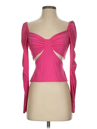 Pre-owned Louna Long Sleeve Top Pink Sweetheart Neckline Tops