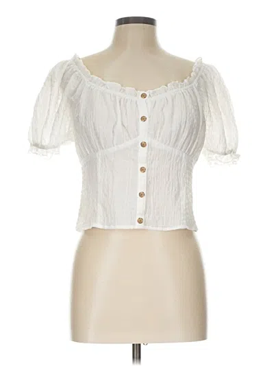 Pre-owned Louna Short Sleeve Blouse In White