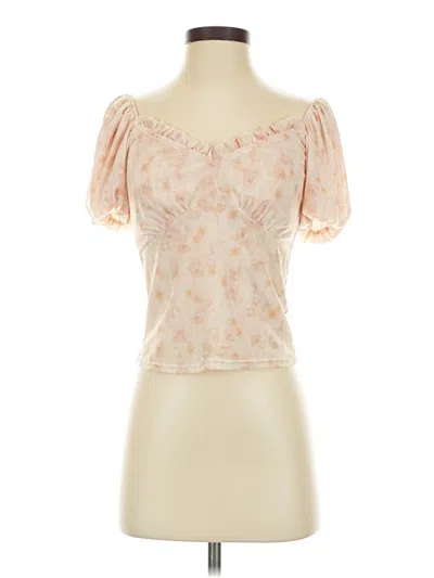 Pre-owned Louna Short Sleeve Top Pink Sweetheart Neckline Tops