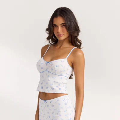 Lounge Blue Boat Print In White