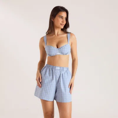 Lounge Checked Cotton Bralette In Multi