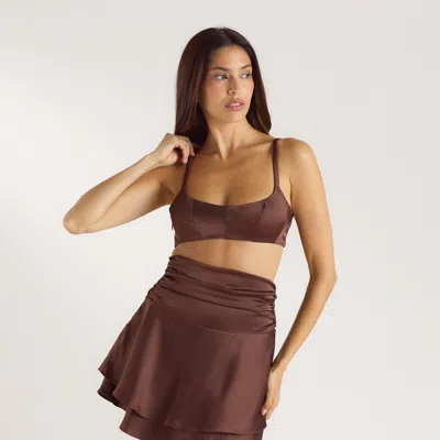 Lounge Mimi Satin Bralette In Brown