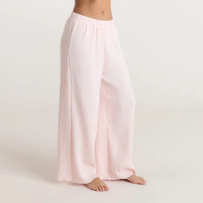 Lounge Womens Pink Crinkle Wide-leg Woven Pyjama Bottoms Xs