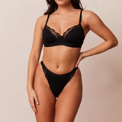 Lounge Ribbed Balcony Bra In Black