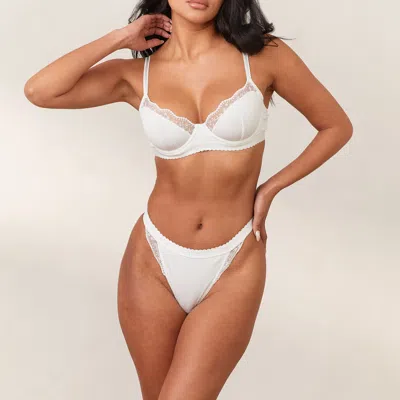 Lounge Ribbed Balcony Bra In White