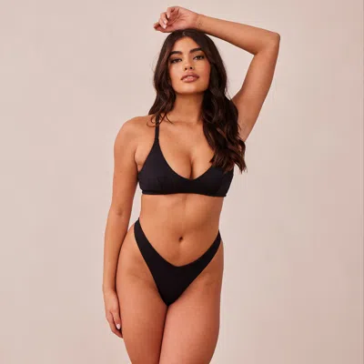 Lounge Ribbed Triangle Bra In Black