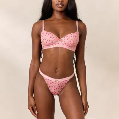 Lounge Rosebud Ribbed Balcony Bra In Pink