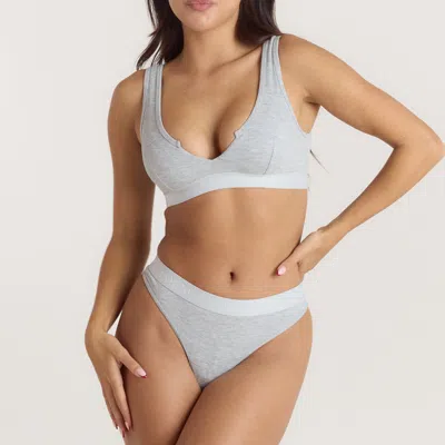 Lounge Soft Ribbed Push-up Bralette In Gray