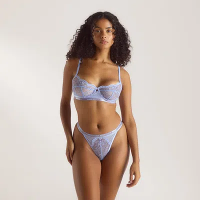 Lounge Two-tone Blossom Balcony Bra In Blue
