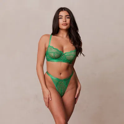 Lounge Two-tone Blossom Balcony Bra In Green