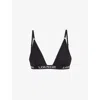 LOUNGE UNDERWEAR WOMENS ALL BLACK BAMBOO BRANDED STRETCH-JERSEY BRA