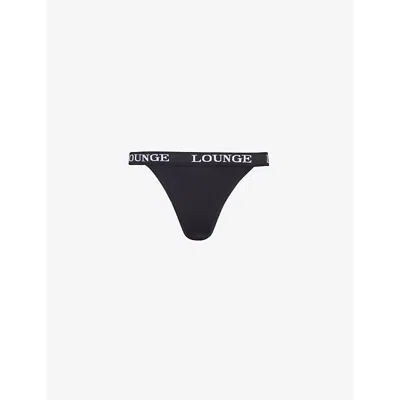 Lounge Underwear Womens All Black Bamboo Branded Stretch-jersey Thong