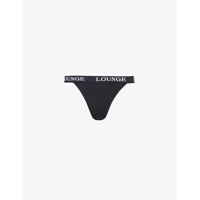 Lounge Underwear Womens All Black Bamboo Branded Stretch-jersey Thong In All Black