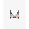 Lounge Underwear Womens Black Catherine Floral-embroidered Stretch-mesh Bra In Black