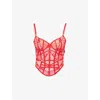 Shop Lounge Underwear Womens Amoura Intimates Embroidered Lace Corset And Thong Set In Red