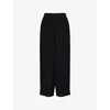 Lounge Underwear Womens  Crinkle-effect Ruffle-hem Woven Pyjama Trousers In Black