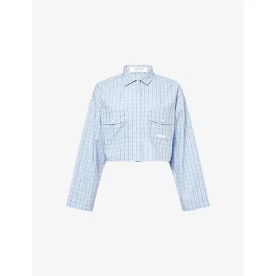Lounge Underwear Womens  Check Cropped Cotton Shirt