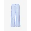 Lounge Underwear Womens Pinstripe Cotton Pyjama Bottoms Blue