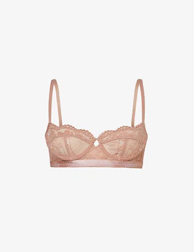 Lounge Underwear Womens Dusty Rose Blossom Stretch-lace Balconette Bra