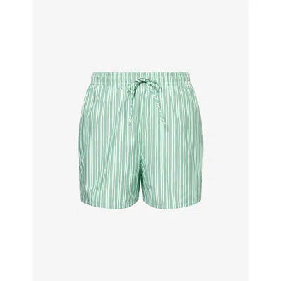 Lounge Underwear Womens Pinstripe Cotton Shorts Green