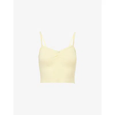 Lounge Underwear Womens Lemon Pointelle Cropped Stretch-cotton Cami Pyjama Top