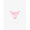 Lounge Womens  Underwear Gardenia Embroidered Mesh Thong In Pink