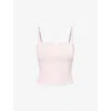 Lounge Underwear Womens  Pointelle Square-neck Stretch-woven Pyjama Top In Pink
