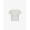 Lounge Underwear Womens Grey Waffle Baby Round-neck Stretch-woven T-shirt In Grey